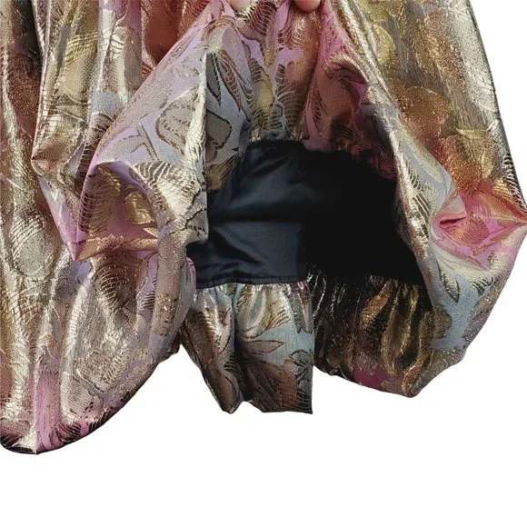 Vtg 1980's Jessica McClintock Gunne Sax Floral Foil Strappy Party Dress Sz 7/8 - Picture 11 of 12